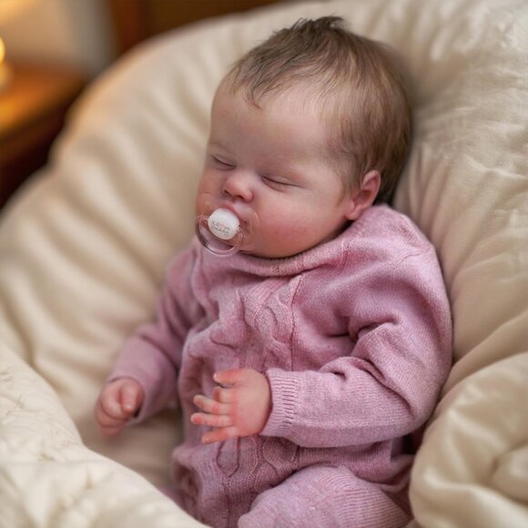 Realistic Reborn Baby Doll Girl 18 Inch Sleeping Newborn Lifelike Cloth Body - Picture 4 of 5